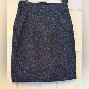 CAbi Dark Blue Textured Pencil Skirt